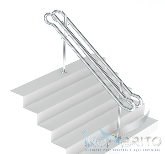 Corrimão Duplo em Aço Inox