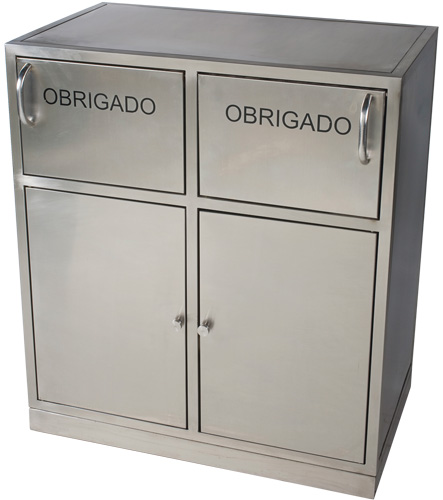 Lixeira Dupla em Aço Inox para Shopping